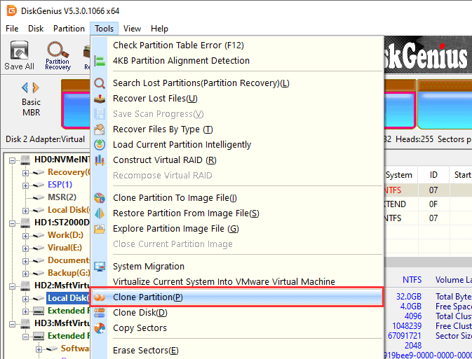 Clone Partition (Copy Partition)