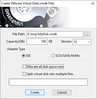 Create VMware Virtual Disk File