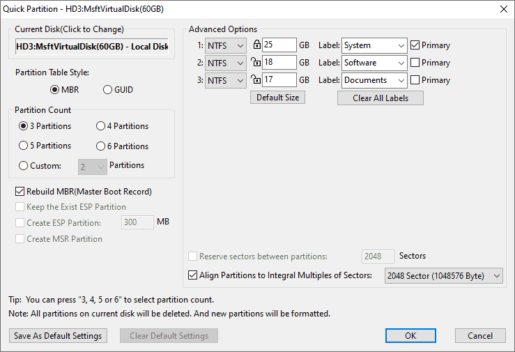 Quick Partition