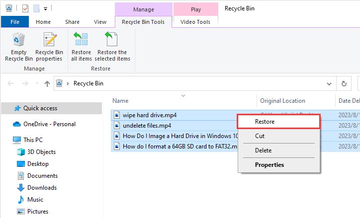 undelete files windows 10