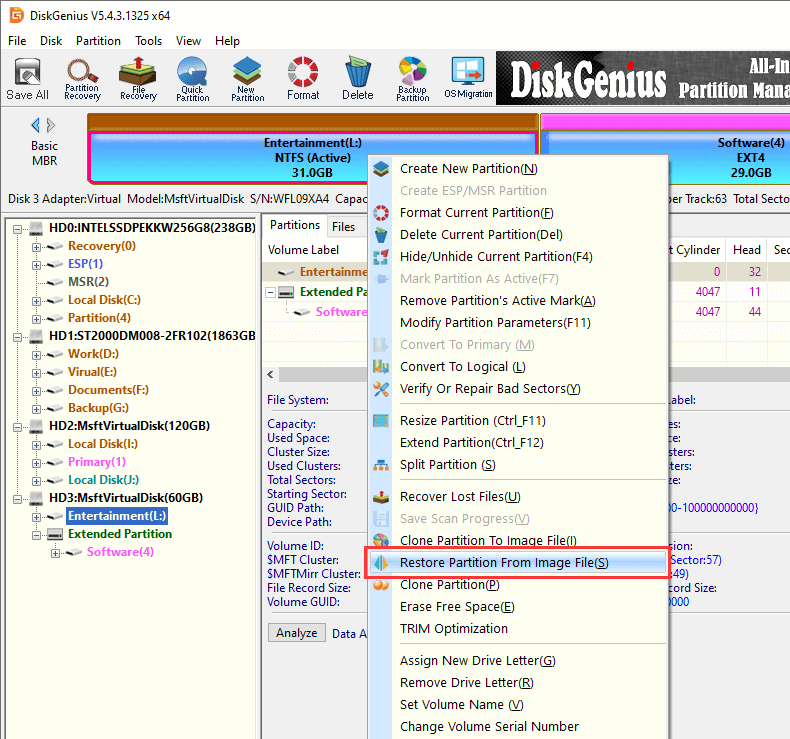 Restore Partition from Image File