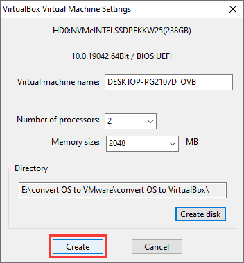 Virtualize Windows System into VirtualBox Virtual Machine