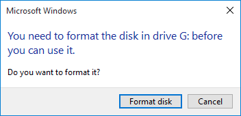 The volume does not contain a recognized file system